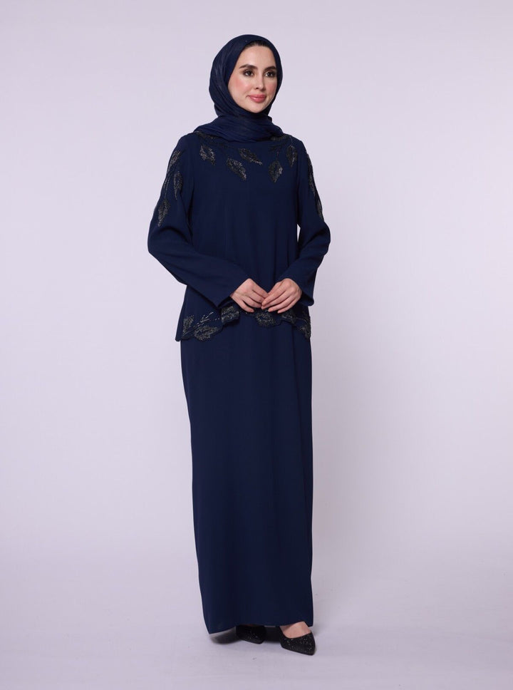 Çiçek Desenli Boncuk İşlemeli Abiye Elbise ABACI Online Türkiye
