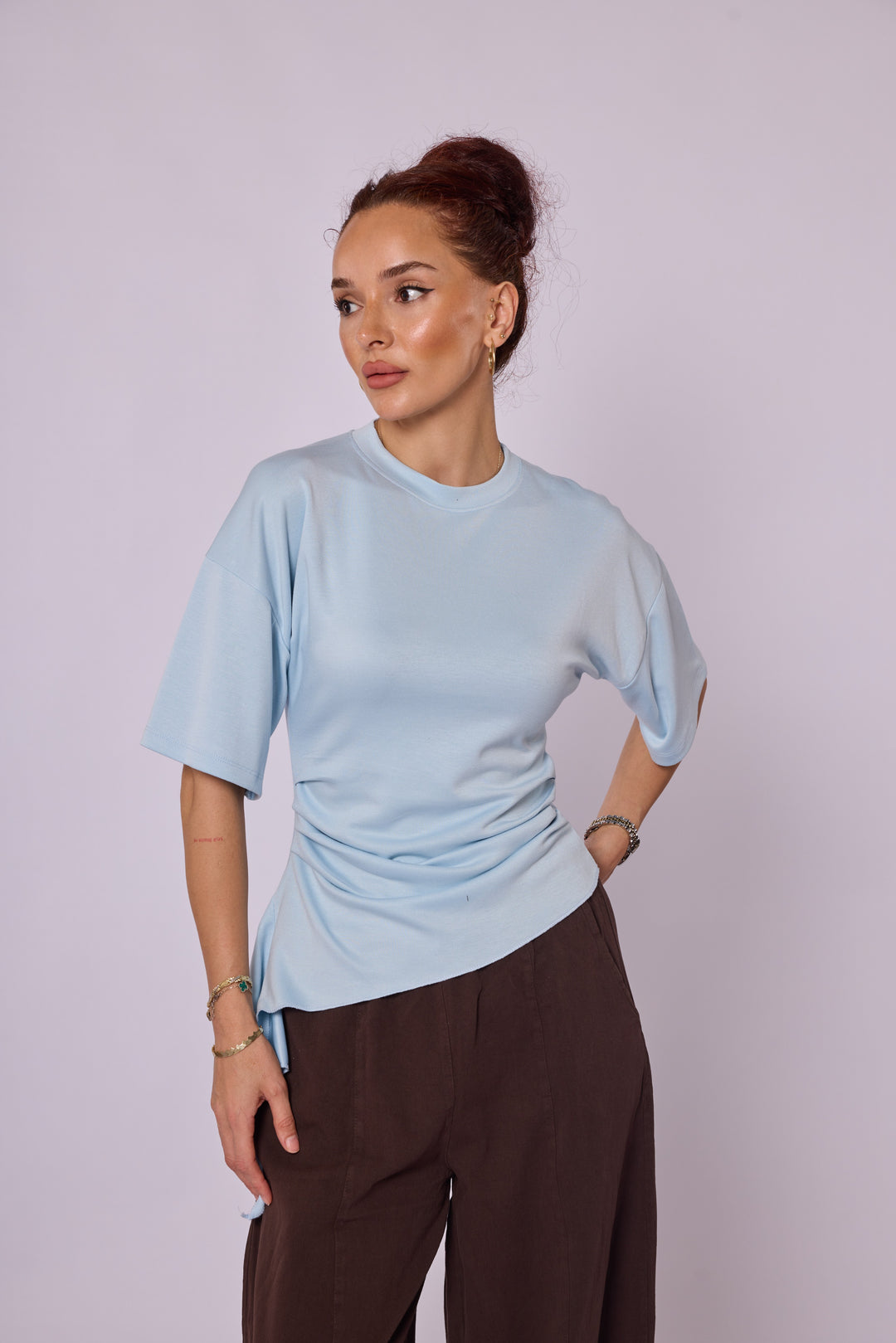 Asimetrik Drapeli Modern Bluz Abacı Giyim