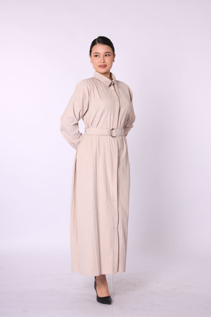 Polo Yaka Kemer Detaylı Uzun Kadın Elbise ABACI Online Türkiye
