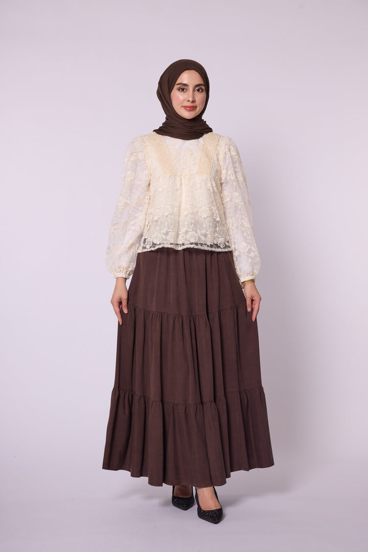 Volan Detaylı Tencel Etek Abacı Giyim