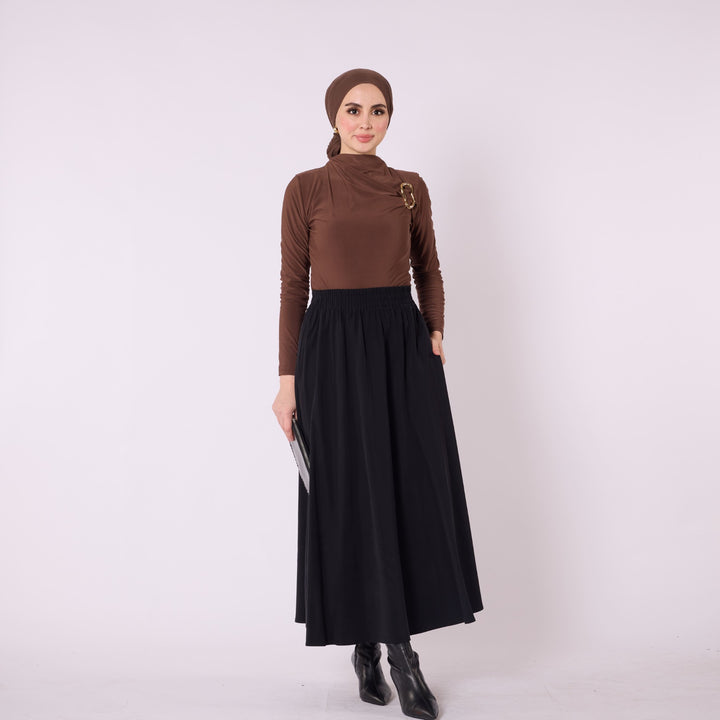Beli Lastikli Pile Detaylı A Kesim Cepli Tencel Kışlık Etek ABACI Online Türkiye