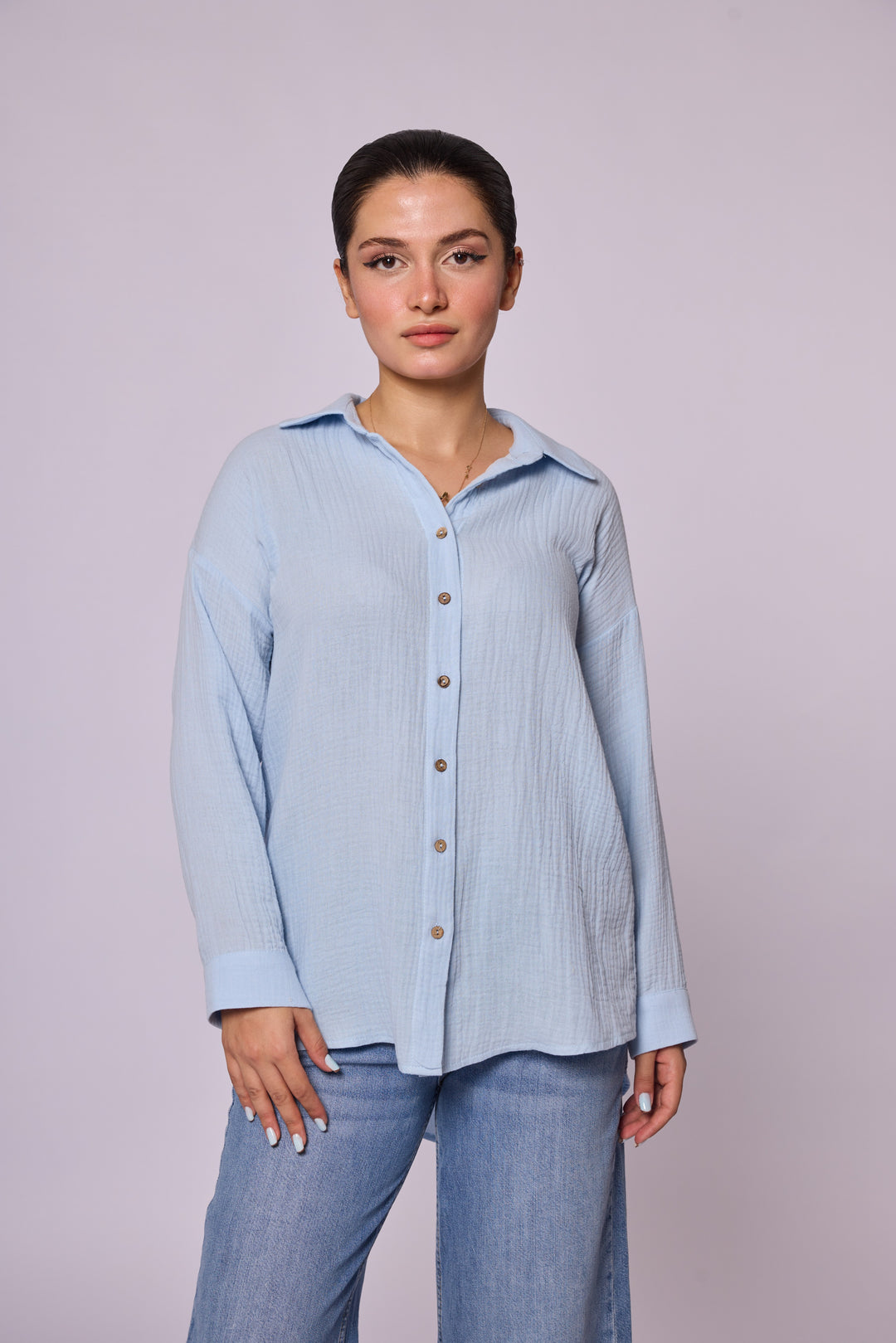 Dokulu Kumaş Oversize Gömlek Abacı Giyim
