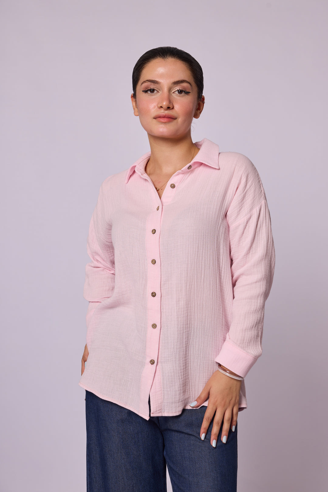 Dokulu Kumaş Oversize Gömlek Abacı Giyim