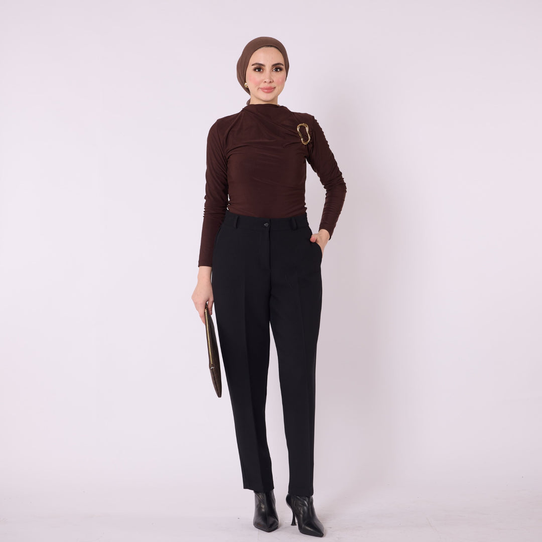 Beli Lastikli Kumaş Görünümlü Düz Paça Pantolon ABACI Online Türkiye