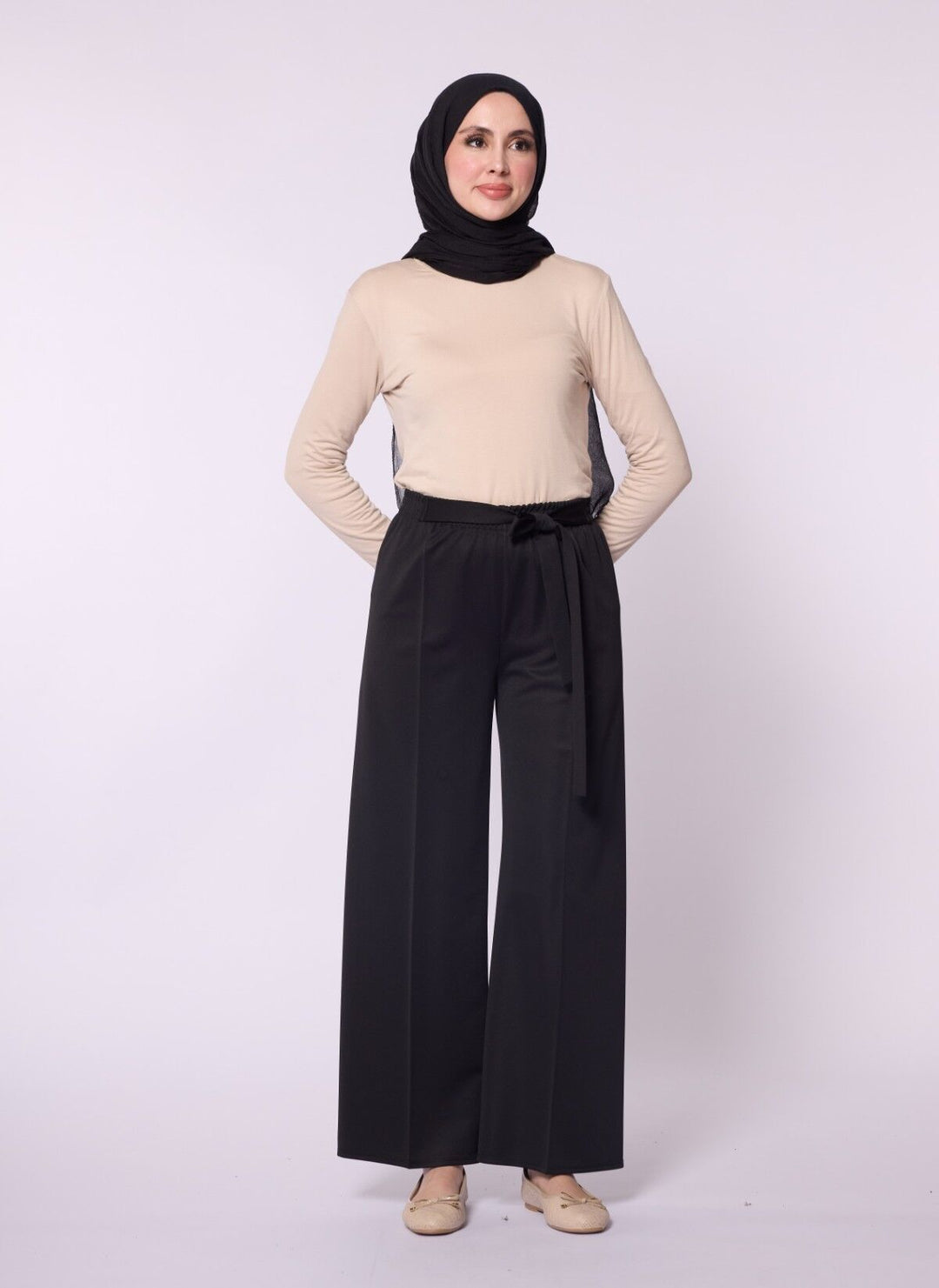 Bağlama Detaylı Geniş Paça Pantolon ABACI Online Türkiye