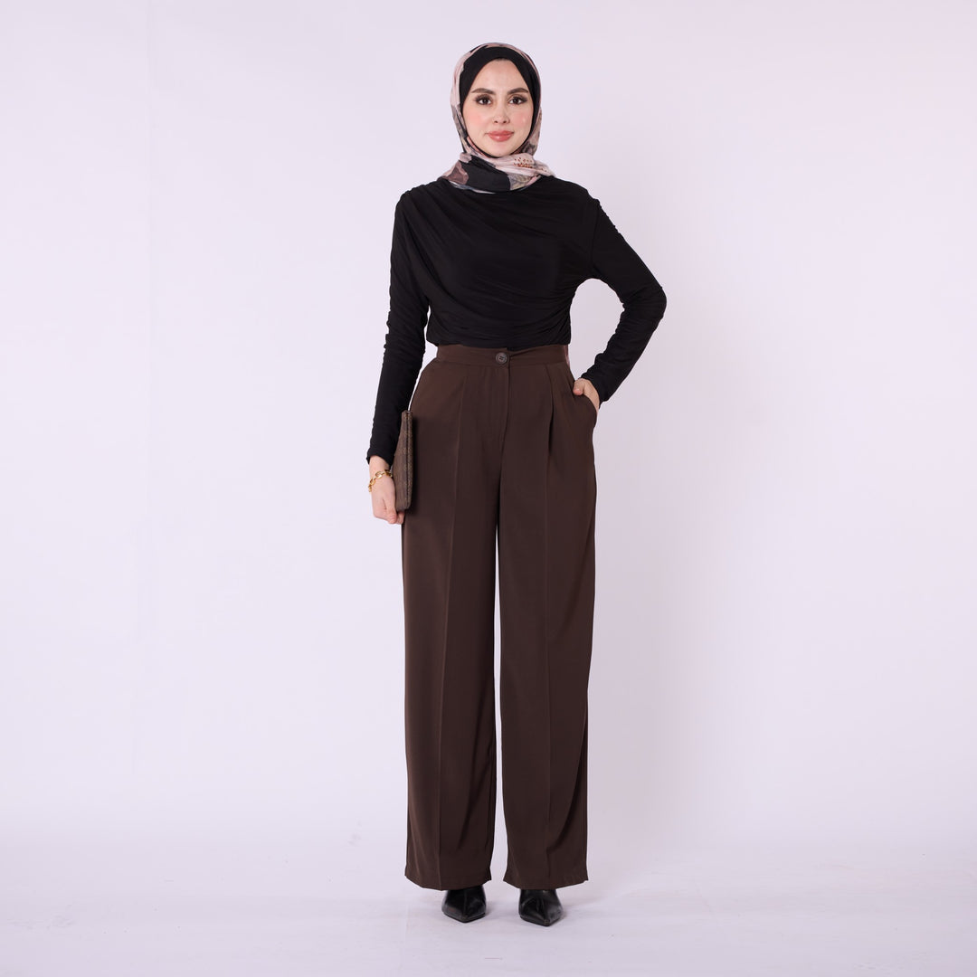 Pile Detaylı Bol Paça Klasik Görünümlü Pantolon ABACI Online Türkiye