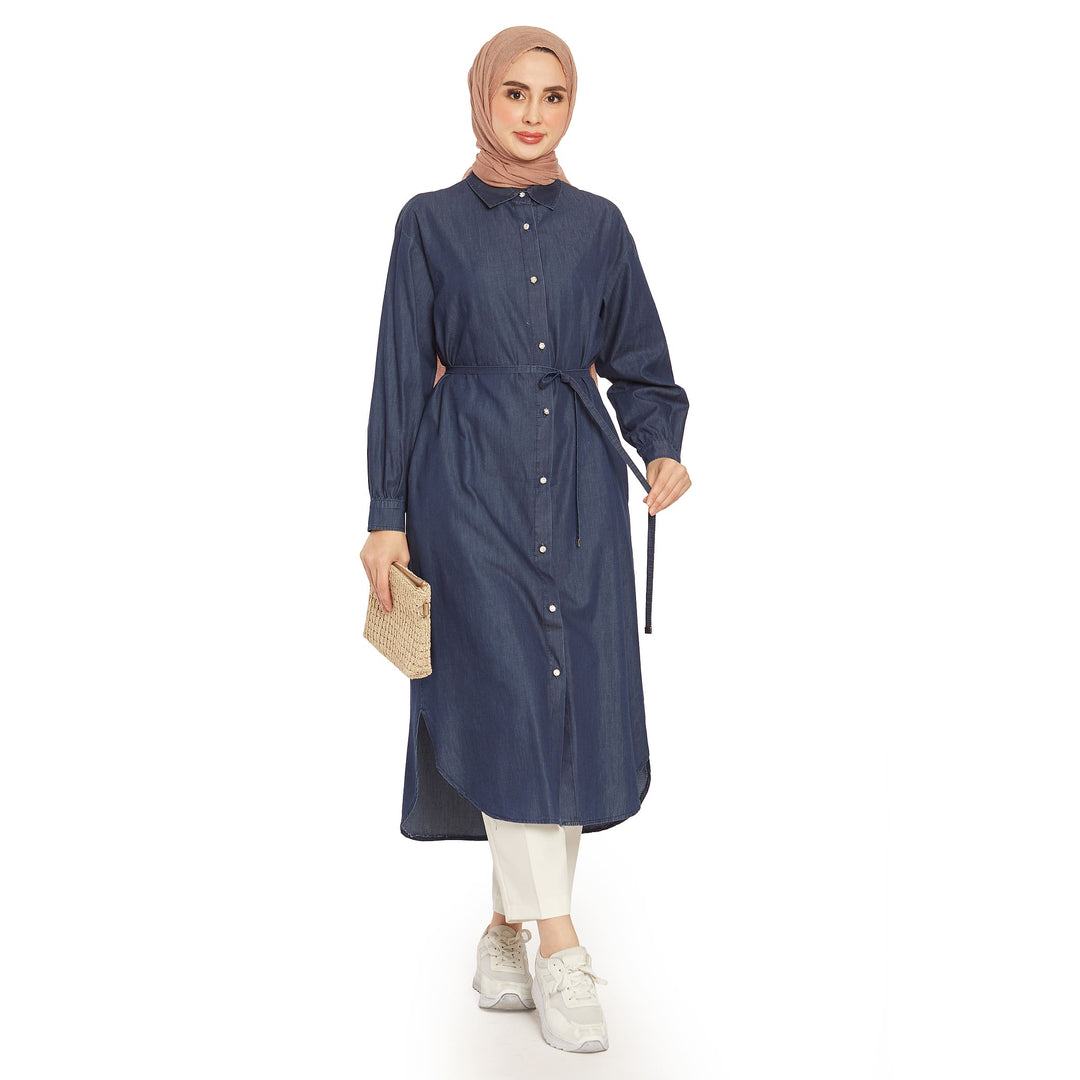 Bel Bağcıklı Polo Yaka Gömlek Tunik ABACI Online Türkiye