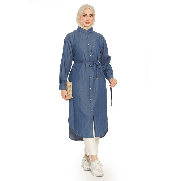 Bel Bağcıklı Polo Yaka Gömlek Tunik ABACI Online Türkiye
