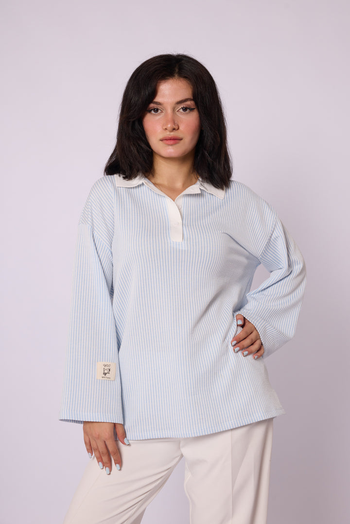 Polo Yaka Çizgili Tunik
