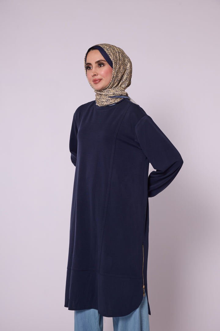 Yan Fermuar Detaylı Basic Tunik