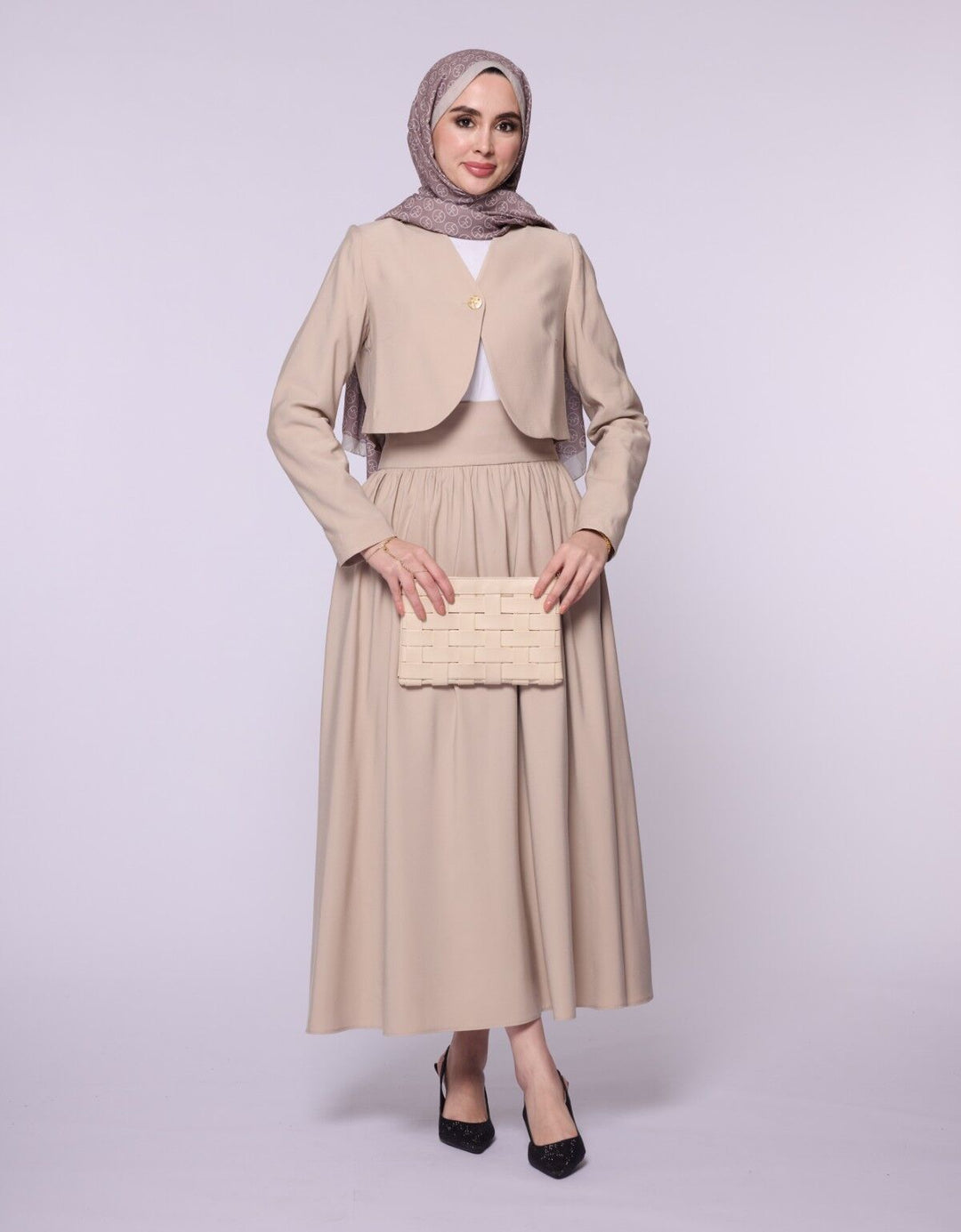 Crop Blazer Ceketli Yüksek Bel Etekli Takım ABACI Online Türkiye