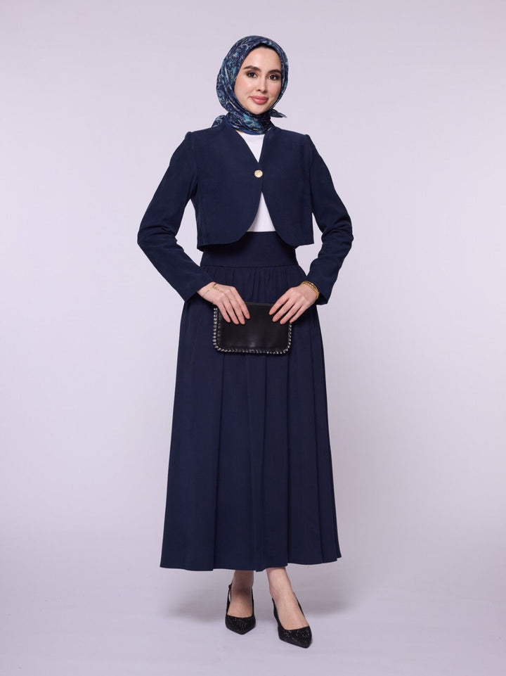 Crop Blazer Ceketli Yüksek Bel Etekli Takım ABACI Online Türkiye