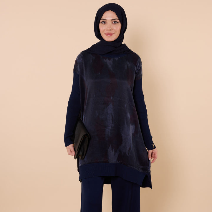 Dokulu Kumaş Detaylı Uzun Tunik
