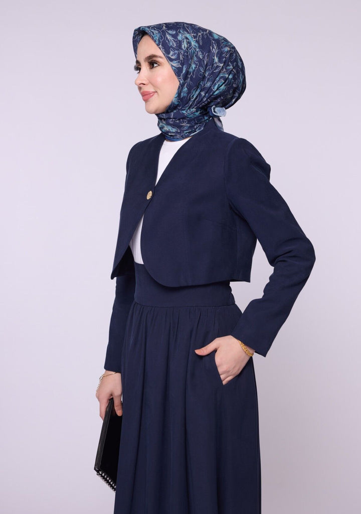 Crop Blazer Ceketli Yüksek Bel Etekli Takım