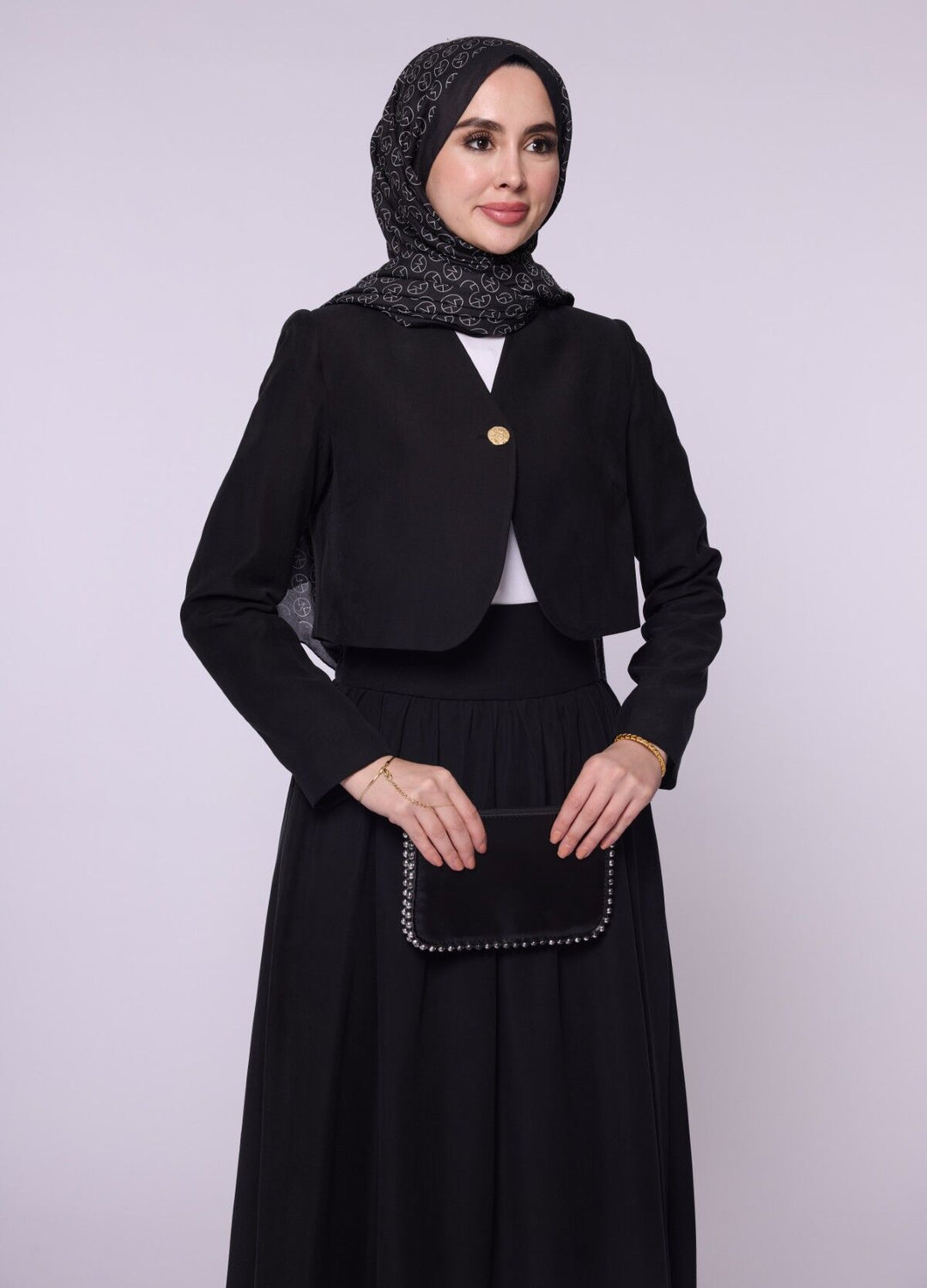 Crop Blazer Ceketli Yüksek Bel Etekli Takım