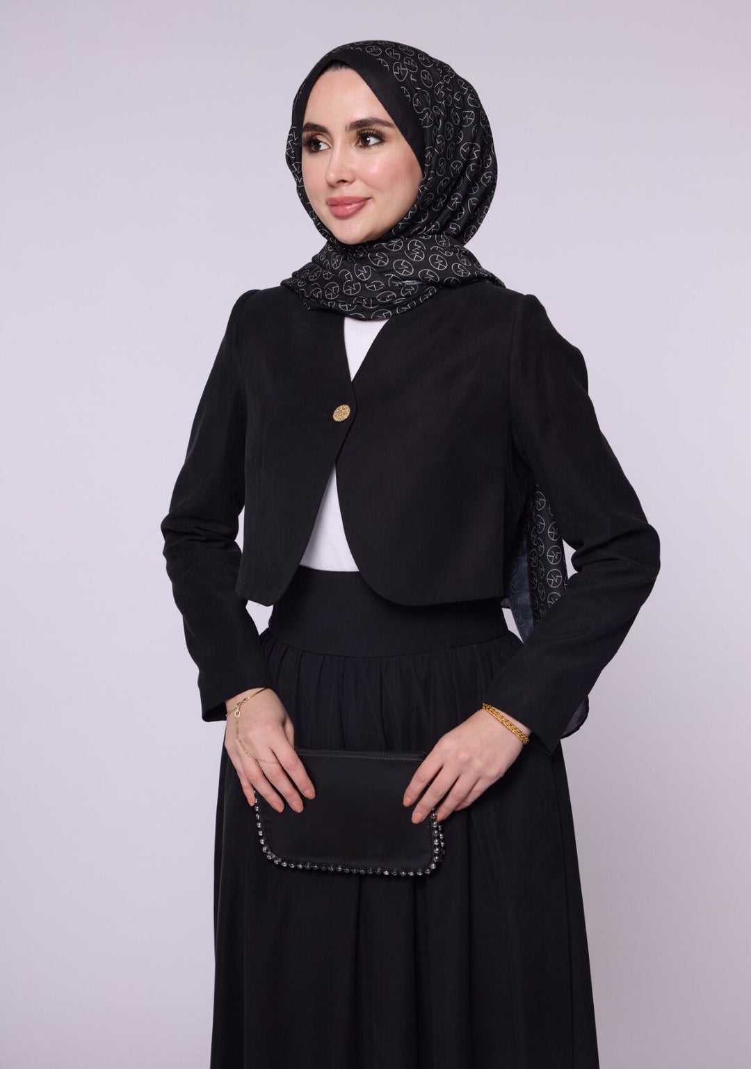 Crop Blazer Ceketli Yüksek Bel Etekli Takım