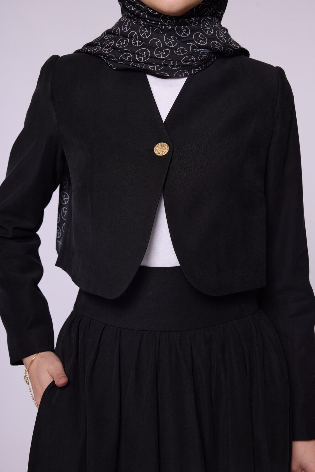 Crop Blazer Ceketli Yüksek Bel Etekli Takım