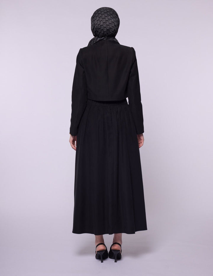 Crop Blazer Ceketli Yüksek Bel Etekli Takım
