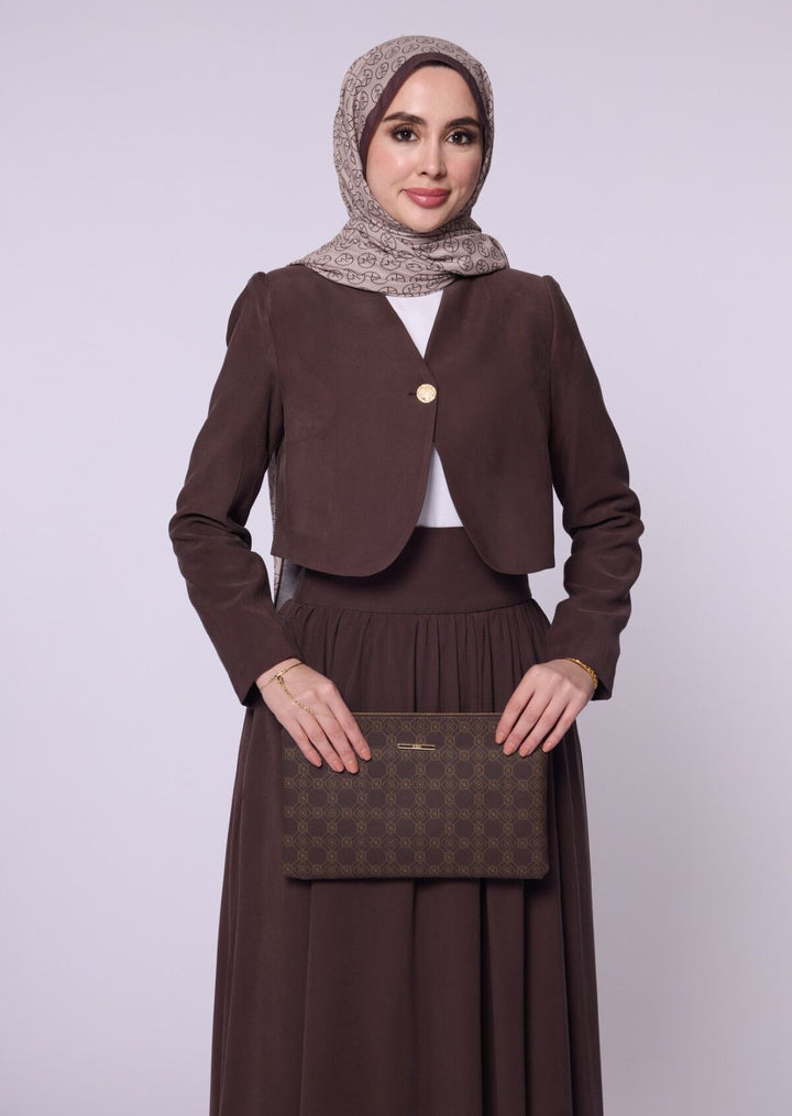 Crop Blazer Ceketli Yüksek Bel Etekli Takım