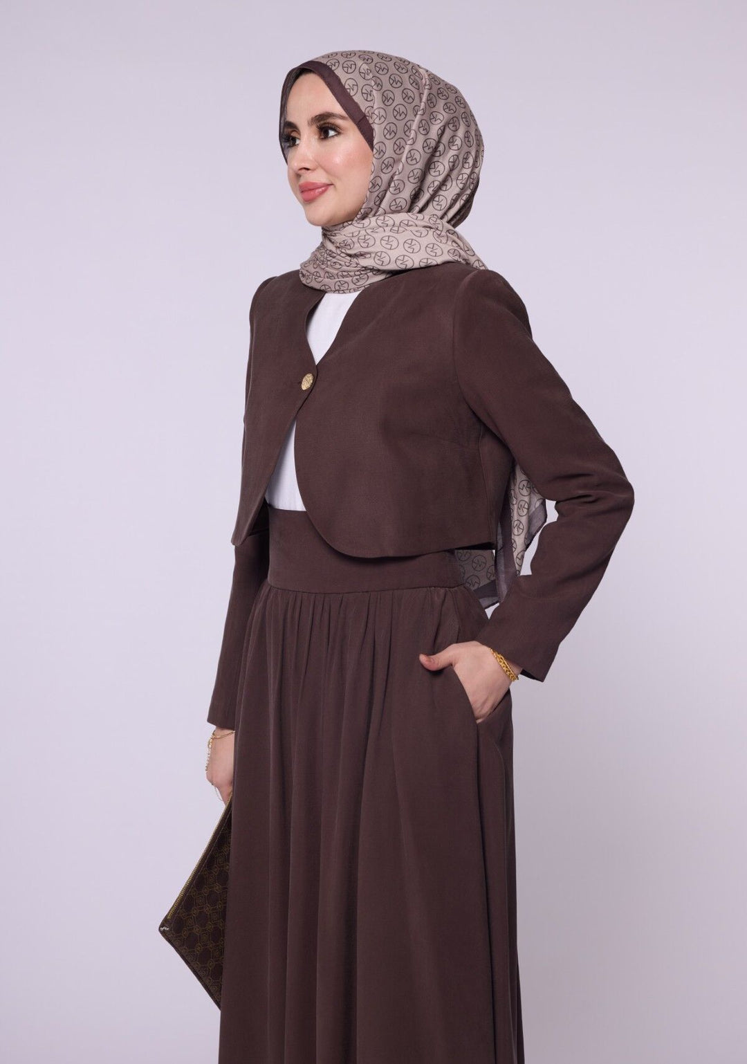 Crop Blazer Ceketli Yüksek Bel Etekli Takım