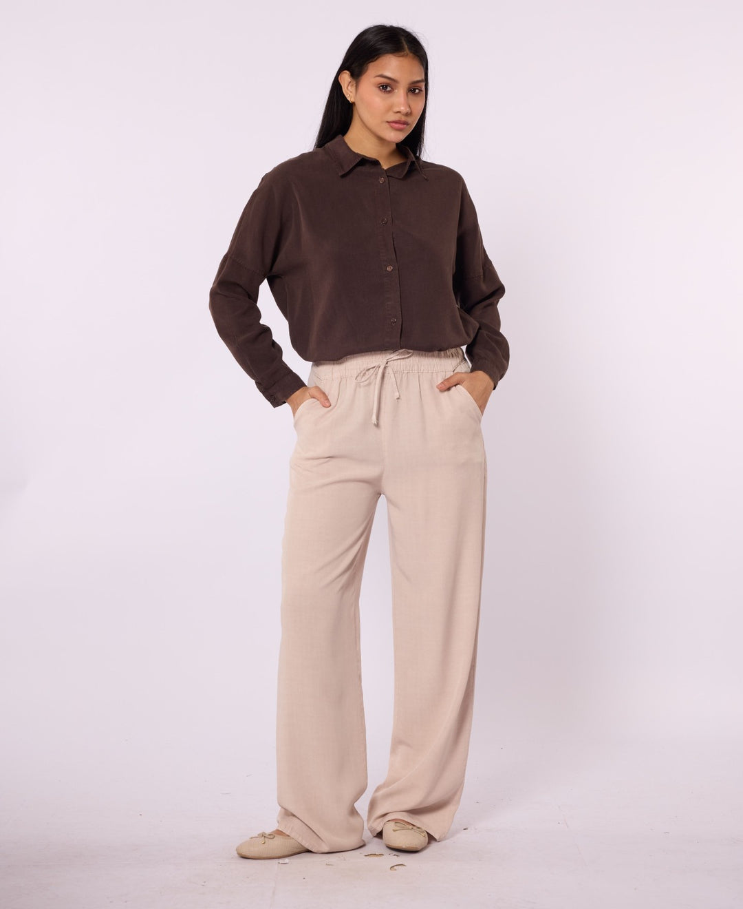 Tencel Kumaş Lastikli Bol Kesim Pantolon