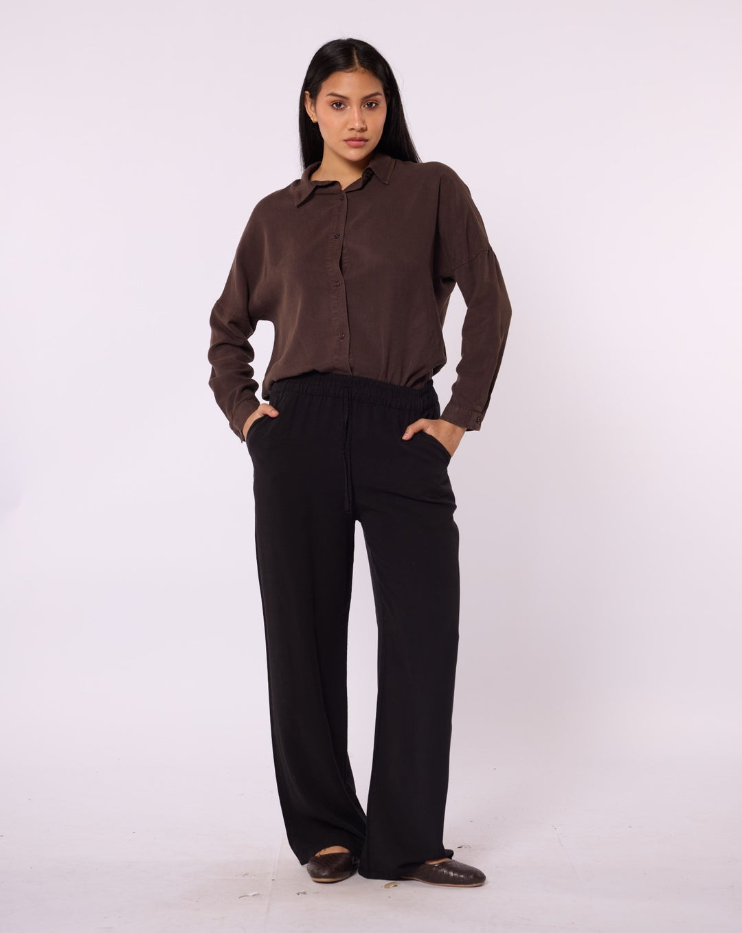Tencel Kumaş Lastikli Bol Kesim Pantolon