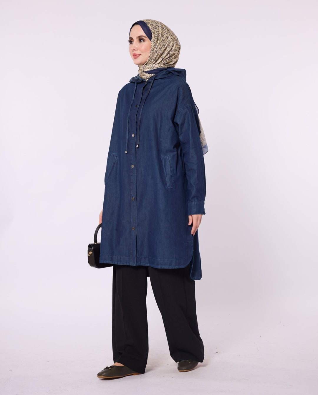 Kapüşonlu Kot Tunik