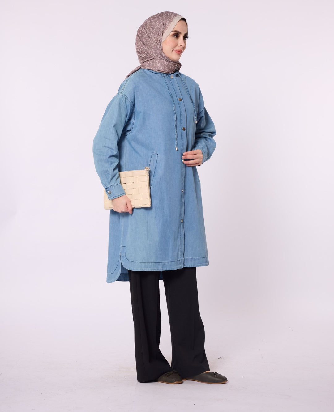 Kapüşonlu Kot Tunik