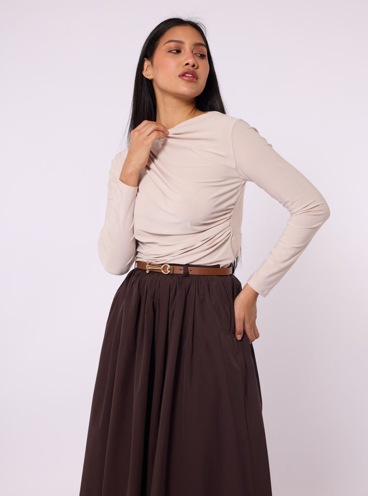 Omuz Ve Bel Pile Detaylı Modern Bluz