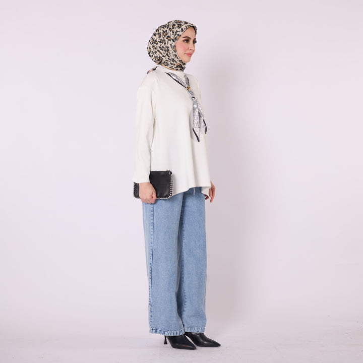 Fular Detaylı Penye Tunik