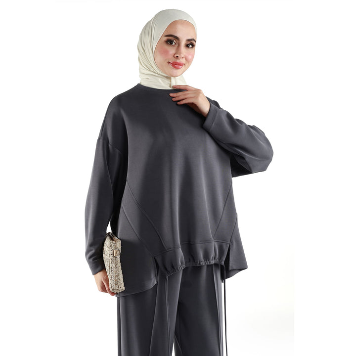 Oversize Büzgü Detaylı Rahat İkili Takım