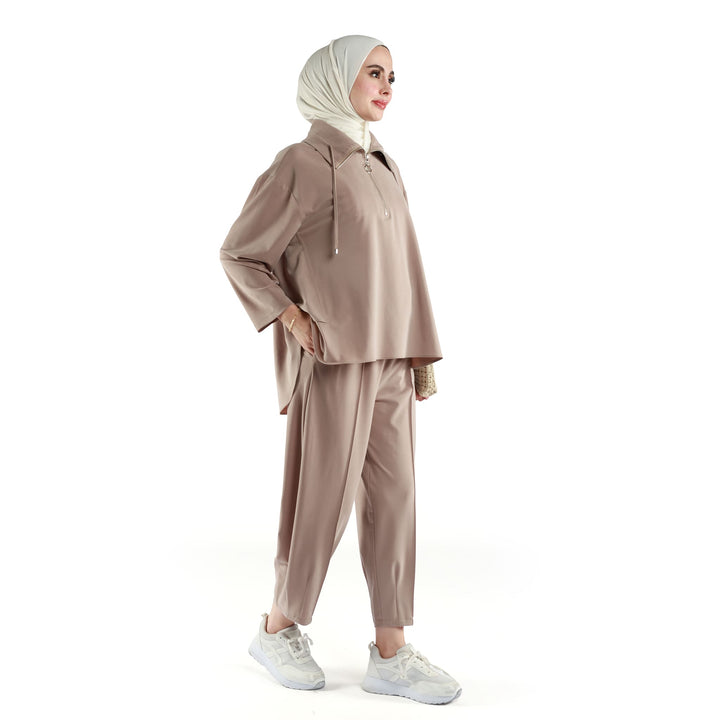 Modal Kumaş Boxy Fit Rahat Pantolonlu Takım