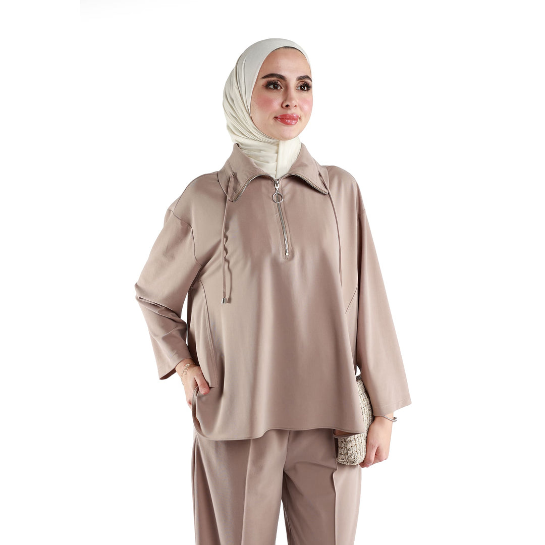Modal Kumaş Boxy Fit Rahat Pantolonlu Takım