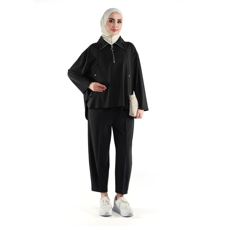 Modal Kumaş Boxy Fit Rahat Pantolonlu Takım