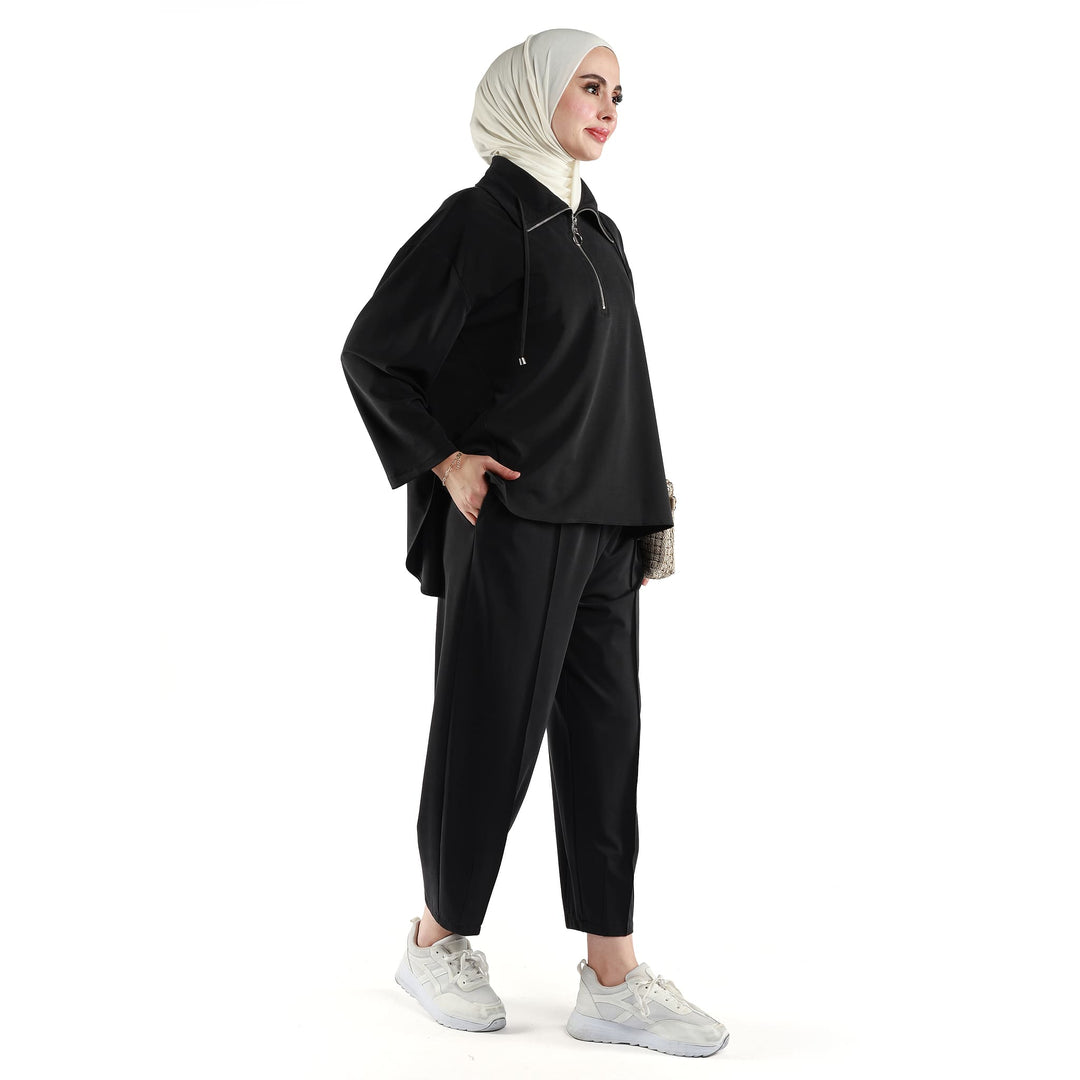 Modal Kumaş Boxy Fit Rahat Pantolonlu Takım