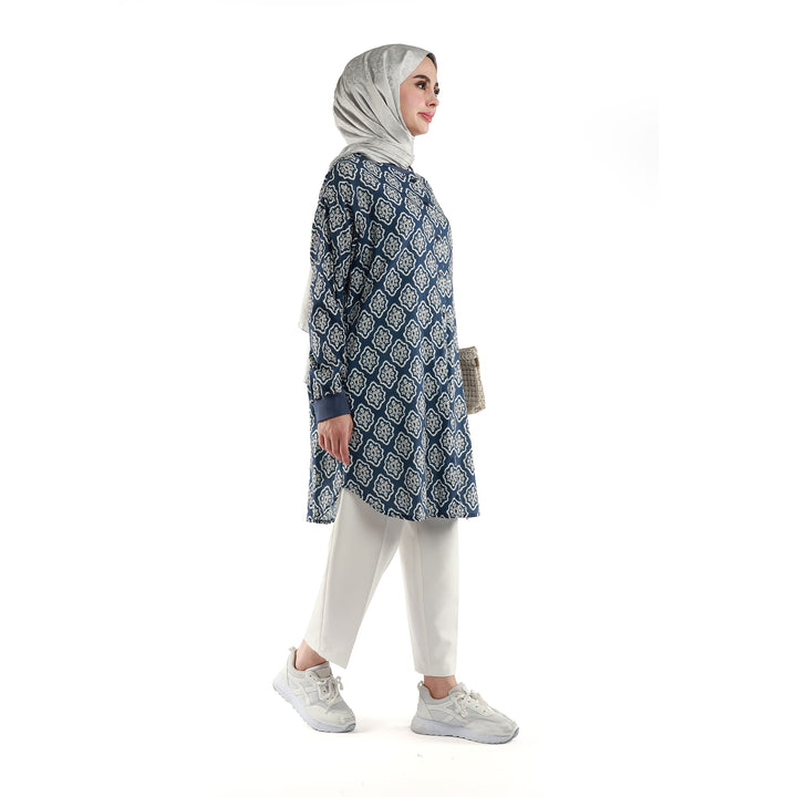 Desenli Düğmeli Tunik