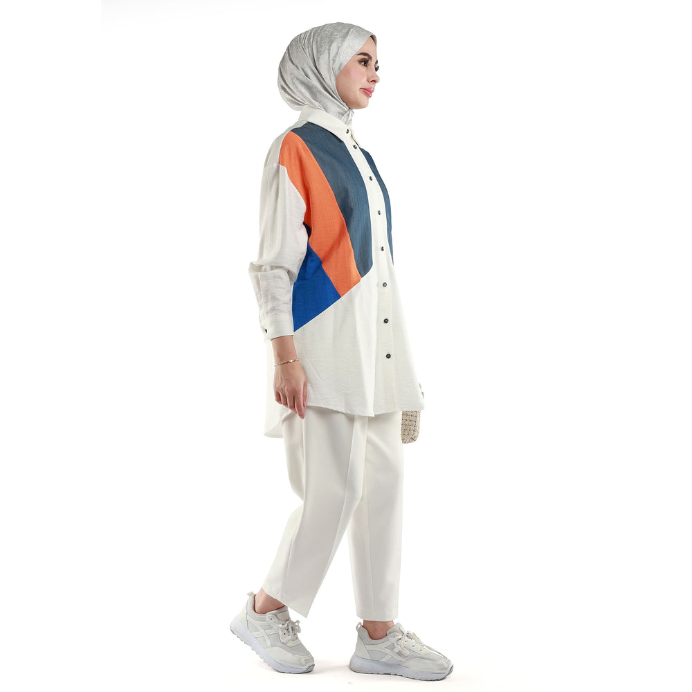 Simli Kumaş Parçalı Desen Tunik ABACI Online Türkiye