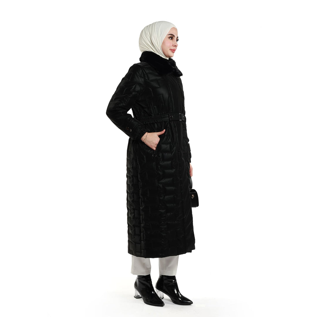 Kürk Yaka Kapitone Mont