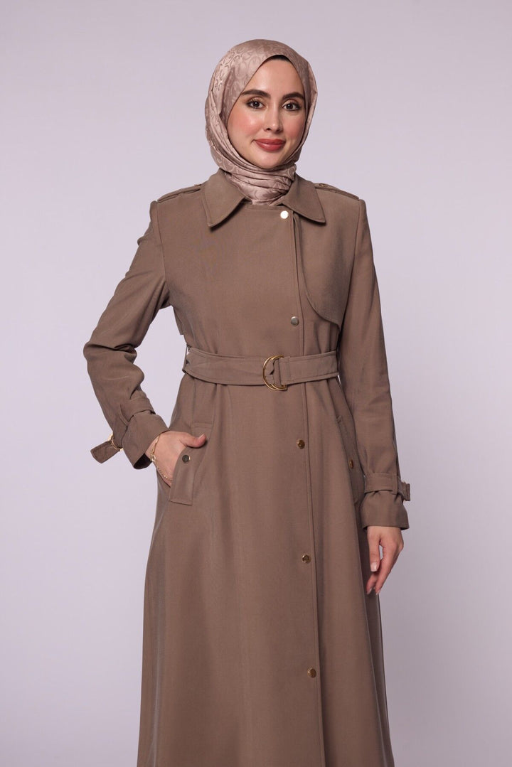 Polo Yaka Kemer Detaylı Araboy Astarlı Trençkot