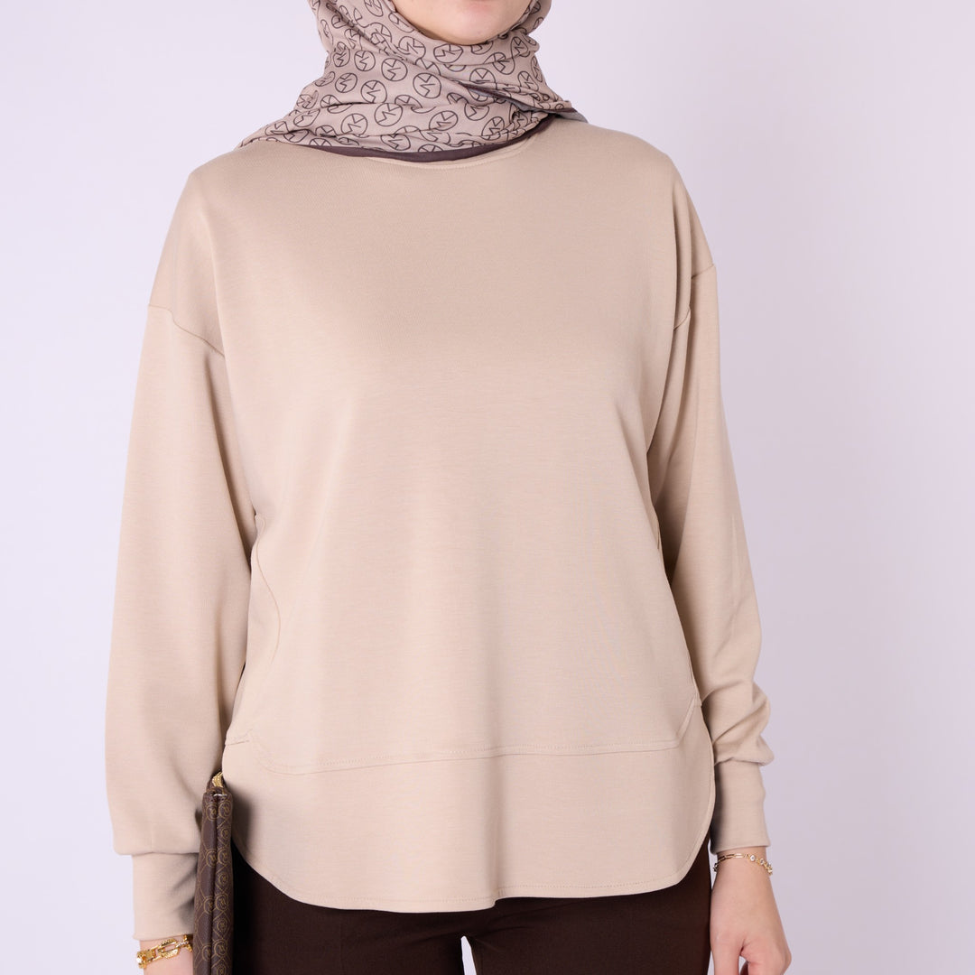 Rahat Form Bisiklet Yaka Düz Basic Tunik