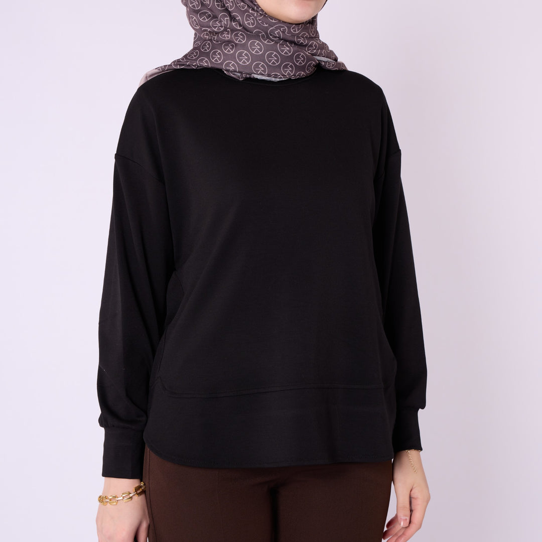 Rahat Form Bisiklet Yaka Düz Basic Tunik