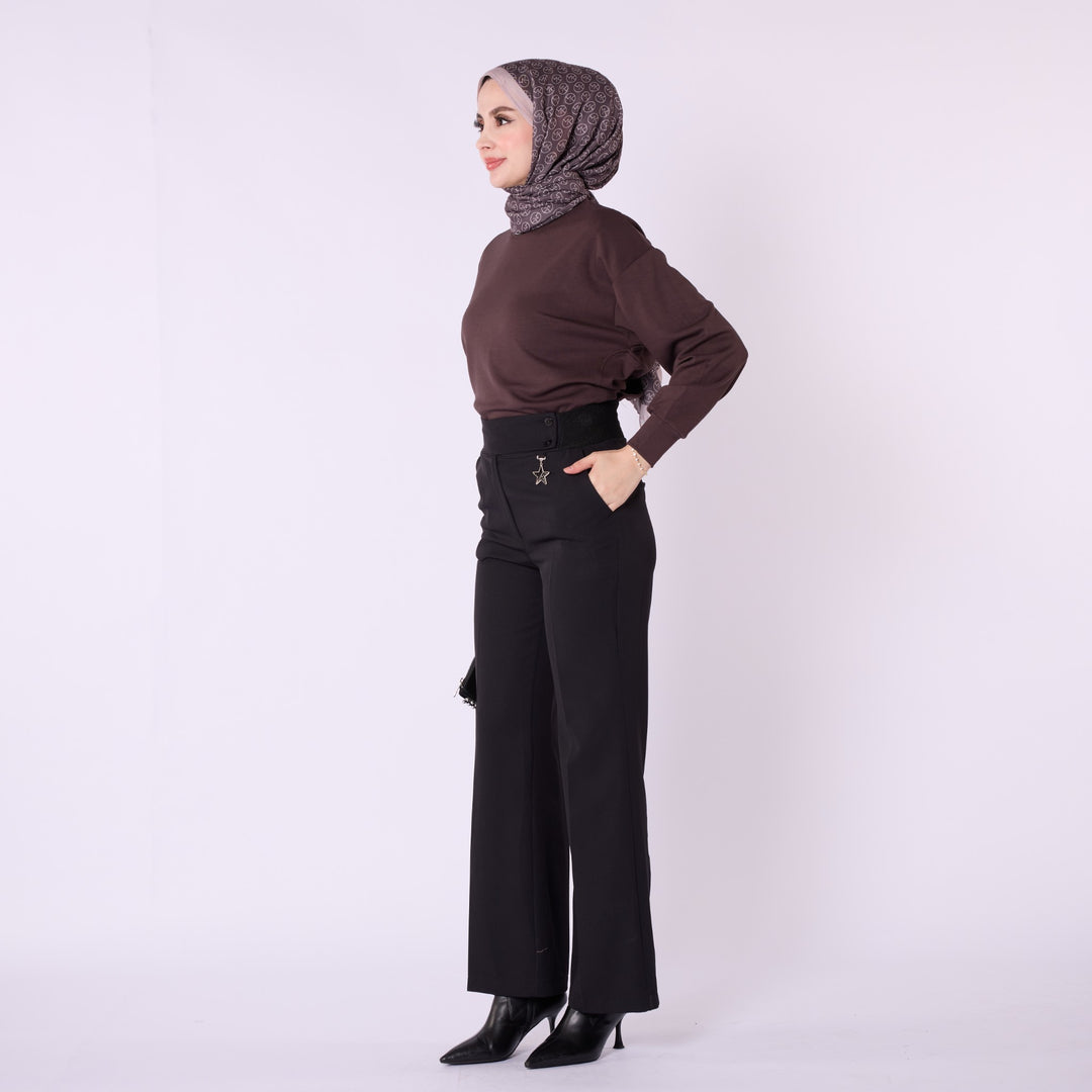 Aksesuar Detaylı Bol Paça Pantolon