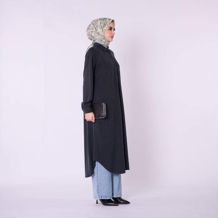 Polo Yaka Düğmeli Rahat Kesim Tunik Elbise