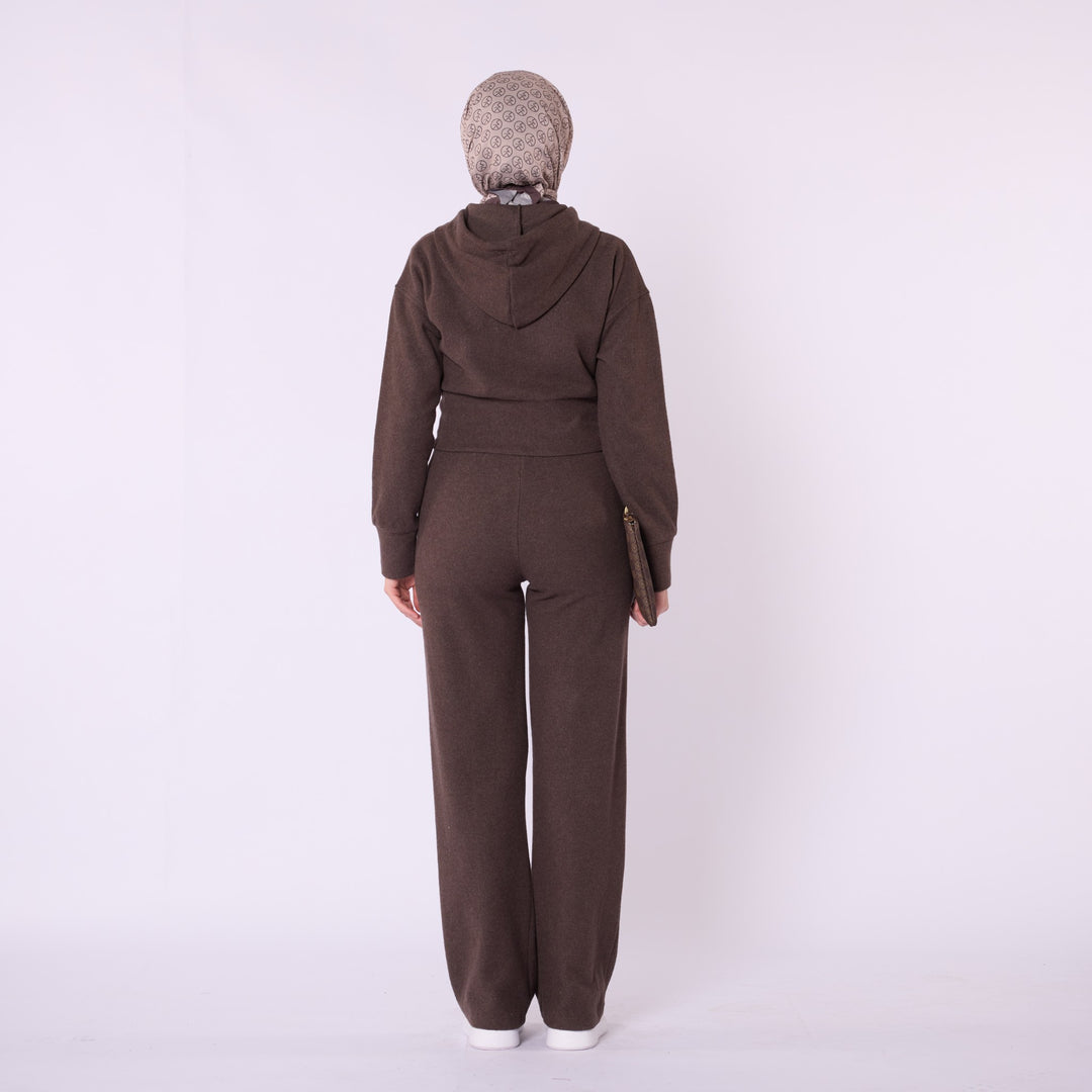 Kapüşonlu Crop Sweatshirt ve Bol Paça Pantolon İkili Takım