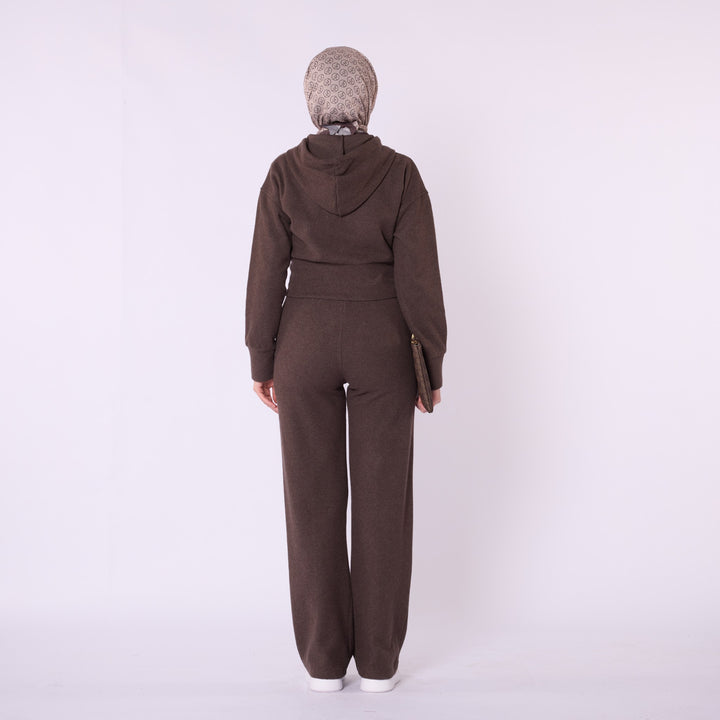Kapüşonlu Crop Sweatshirt ve Bol Paça Pantolon İkili Takım