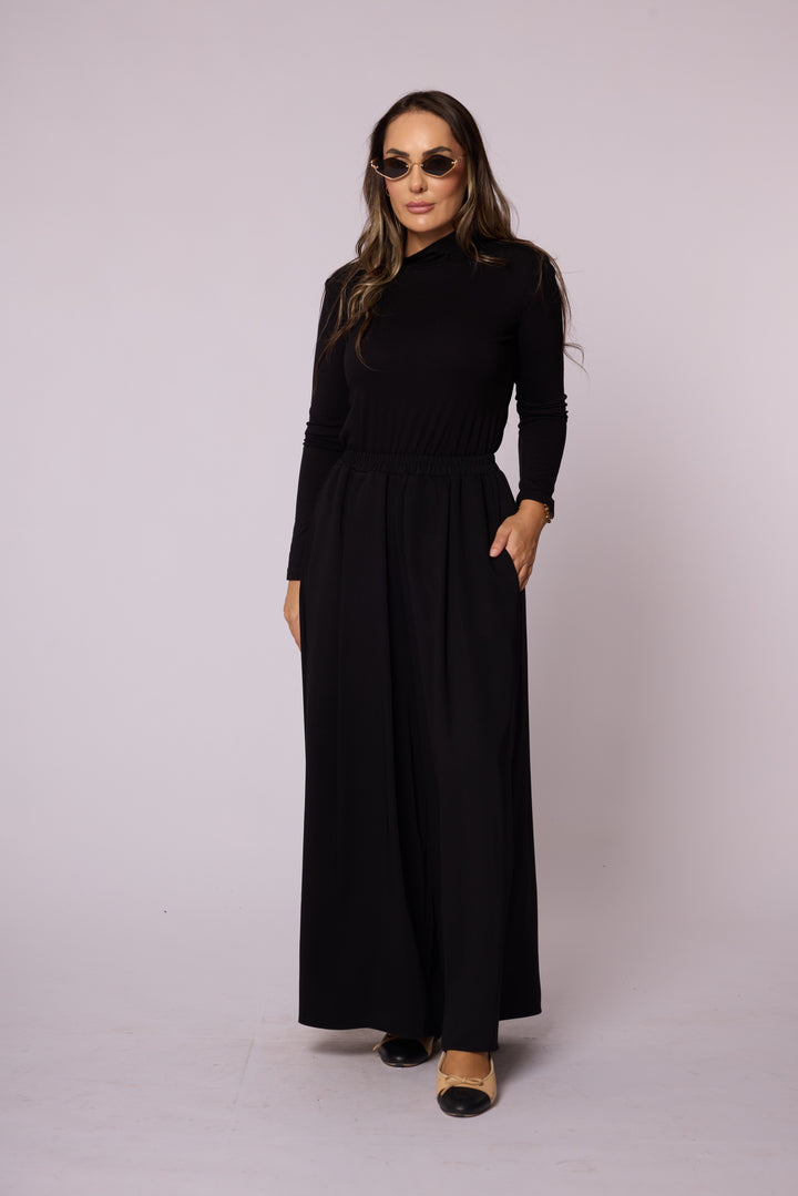 Rahat Kesim Beli Lastikli Geniş Paça Pantolon Abacı Giyim