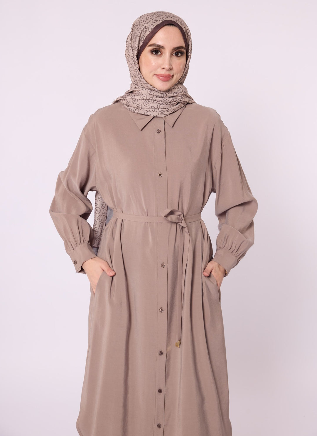 Bel Bağcıklı Polo Yaka Gömlek Tunik