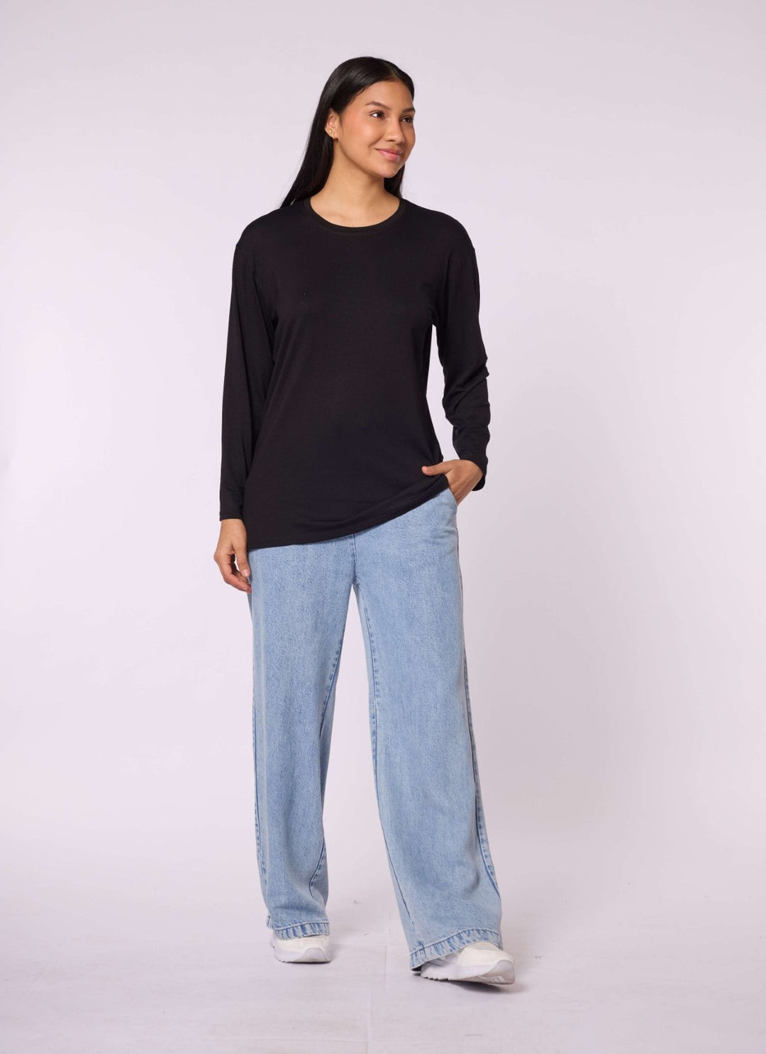 Düz Basic Bisiklet Yaka Tunik