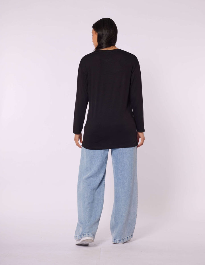 Düz Basic Bisiklet Yaka Tunik