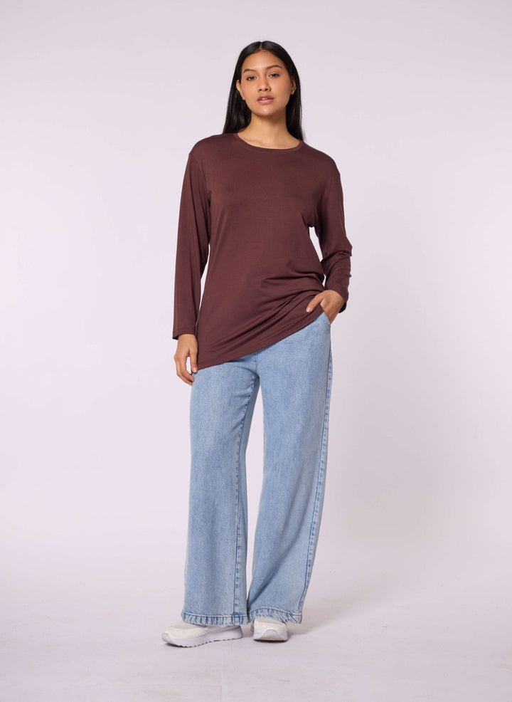 Düz Basic Bisiklet Yaka Tunik